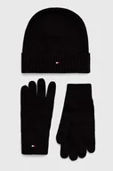 Czapki męskie - Tommy Hilfiger czapka i rękawiczki kolor czarny - miniaturka - grafika 1
