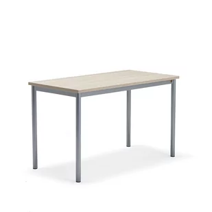 Biurko BORÅS PLUS, 1200x600x720 mm, popielaty laminat, szary aluminium - Meble do szkół i przedszkoli - miniaturka - grafika 1