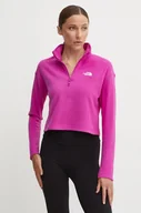 Bluzy damskie - The North Face bluza sportowa 100 Glacier Cropped 1/4 Zip kolor różowy gładka NF0A855N1I71 - miniaturka - grafika 1