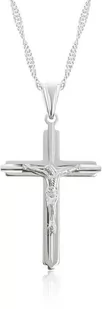 Srebrny łańcuszek i krzyżyk z Panem Jezusem - Biżuteria religijna - miniaturka - grafika 1