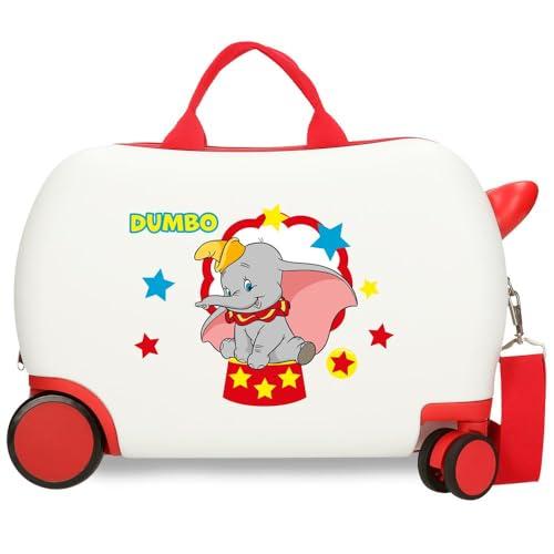 Joumma Disney Dumbo Circus Walizka dziecięca biała 45 x 31 x 20 cm twarda ABS 24,6 l 2 kg 4 koła bagaż podręczny, biała, walizka dziecięca