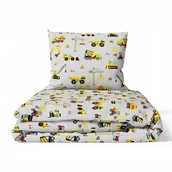 Pościel dla dzieci - ﻿Pościel DZIECIĘCA 160x200cm dla dziecka kolorowa Koparki szare - miniaturka - grafika 1