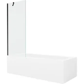 Wanny - Mexen Vega wanna prostokątna 160 x 70 cm z obudową i parawanem 1-skrzydłowym 70 cm, transparent, czarny - miniaturka - grafika 1