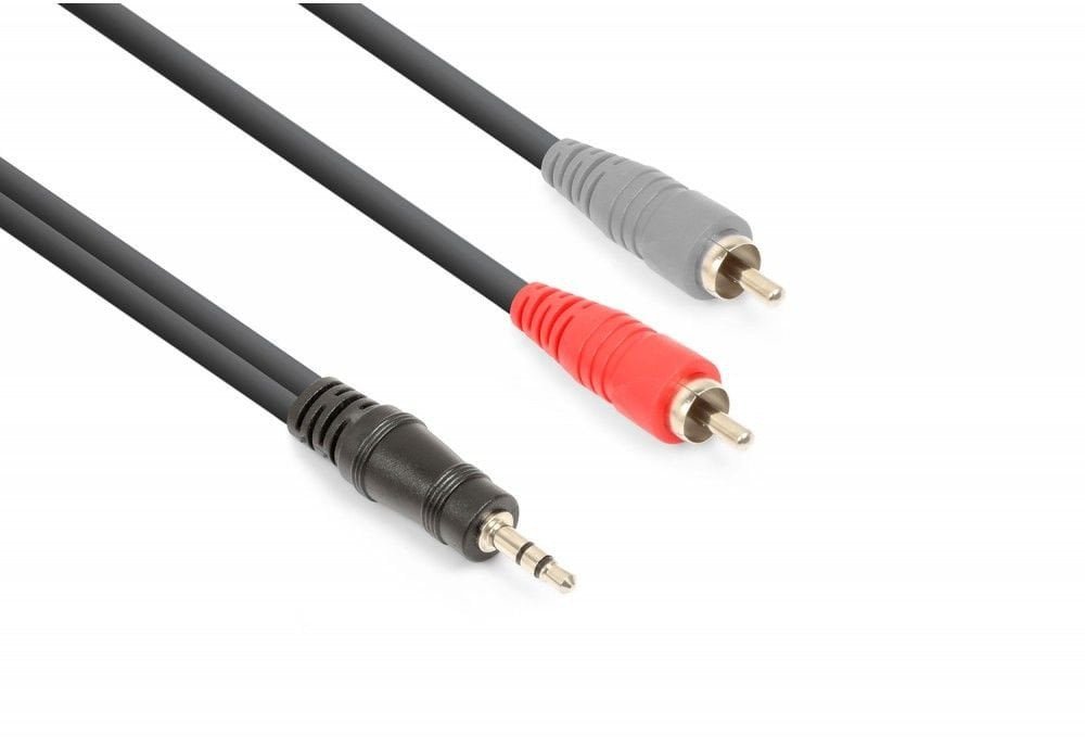 Kabel mini Jack 3,5 Stereo- 2x Cinch RCA męski 3 m one size