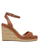 Espadryle damskie - Tommy Hilfiger Espadryle Leather & Suede High Wedge Espad FW0FW08803 Brązowy - miniaturka - grafika 1