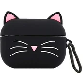 Akcesoria do słuchawek - ETUI AIRPODS PRO SŁUCHAWKI POKROWIEC CZARNY KOTEK - miniaturka - grafika 1