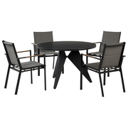 Meble ogrodowe - Zestaw ogrodowy stół i 4 krzesła czarny z szarym OLMETTO/BUSSETO Lumarko - miniaturka - grafika 1