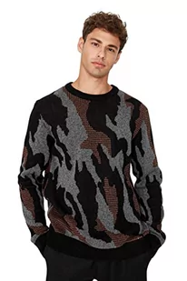 Trendyol Męska bluza z okrągłym dekoltem z nadrukiem Batik, czarna, S, Czarny, S - Bluzy męskie - miniaturka - grafika 1