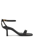 Sandały damskie - Tommy Hilfiger Sandały Leather Knots Kitten Sandal FW0FW08424 Czarny - miniaturka - grafika 1