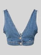 Biustonosze - Biustonosz typu bralette jeansowy z listwą guzikową model ‘REESE’ - miniaturka - grafika 1