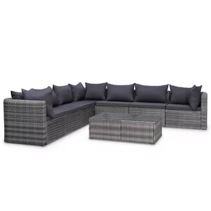 vidaXL 8 częściowy zestaw wypoczynkowy do ogrodu poduszki rattan PE szary 44157 44157 - Meble ogrodowe - miniaturka - grafika 1