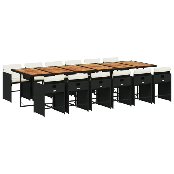 Zestaw mebli ogrodowych rattan PE czarno-brązowy 330x106x73 cm