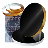 Dodatki do ciast w proszku - Podkład pod tort 32 cm styrodur gruby okrągły czarny złoty podkładka MOCNY - miniaturka - grafika 1