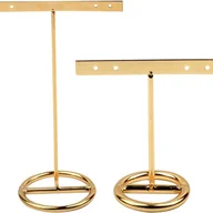 Biżuteria - akcesoria - 2-częściowy stojak na kolczyki w kształcie litery T, mały stojak na kolczyki, stojak na biżuterię, złoty - miniaturka - grafika 1