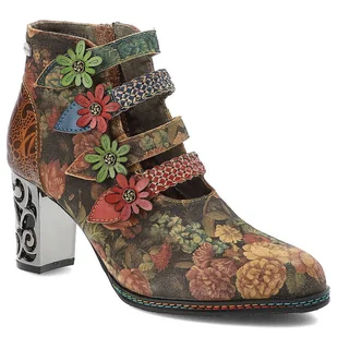 Pomarańczowe Botki Laura Vita Eleganckie Buty Na Obcasie - Botki damskie - miniaturka - grafika 1