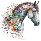 Pasmanteria - Naprasowanka Koń kwiaty rośliny sztuka 20 - miniaturka - grafika 1