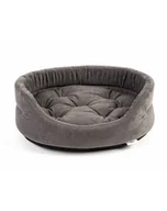 Legowiska dla psów - FERA Szare owalne legowisko z poduszką dla psa rozm. S - miniaturka - grafika 1