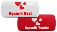 Ręczniki - pat15.net Komplet małych ręczników 50x100 haft Ręcznik + TWOJE IMIĘ serca 2 1055 - miniaturka - grafika 1