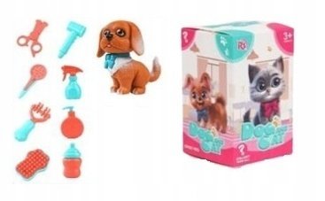 Pies Kot Z Akcesoriami W Pudełku Zabawka Do Pielęgnacji Figurki