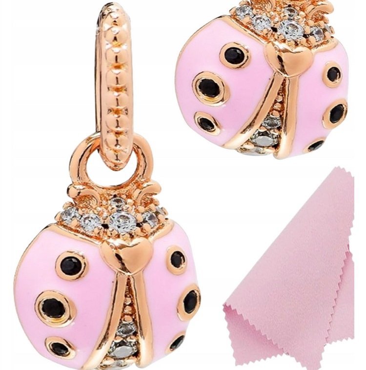 Charms zawieszka Złota Biedronka róż rose gold charmsy beads s925