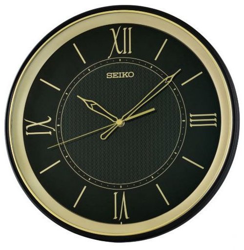Seiko Zegar ścienny SEIKO QXA834K czarny złoty 34 cm .