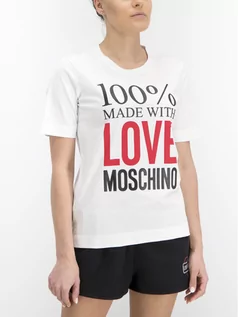 Koszulki i topy damskie - Love Moschino T-Shirt W4F151IM3517 Biały Regular Fit - grafika 1