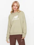 Bluzy damskie - New Balance Bluza Essentials Stacked Logo French Terry Crewneck WT31532 Zielony Regular Fit - miniaturka - grafika 1