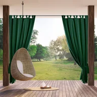 Zasłony - Eurofirany zasłona GARDEN Wodoodporne zasłony zewnętrzne Zasłony tarasowe ciemnozielone 155x240 cm Pętle Zapinanie na rzepy - miniaturka - grafika 1