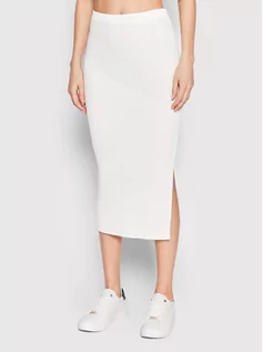 Spódnice - Calvin Klein Spódnica ołówkowa Iconic Rib K20K204180 Biały Slim Fit - grafika 1