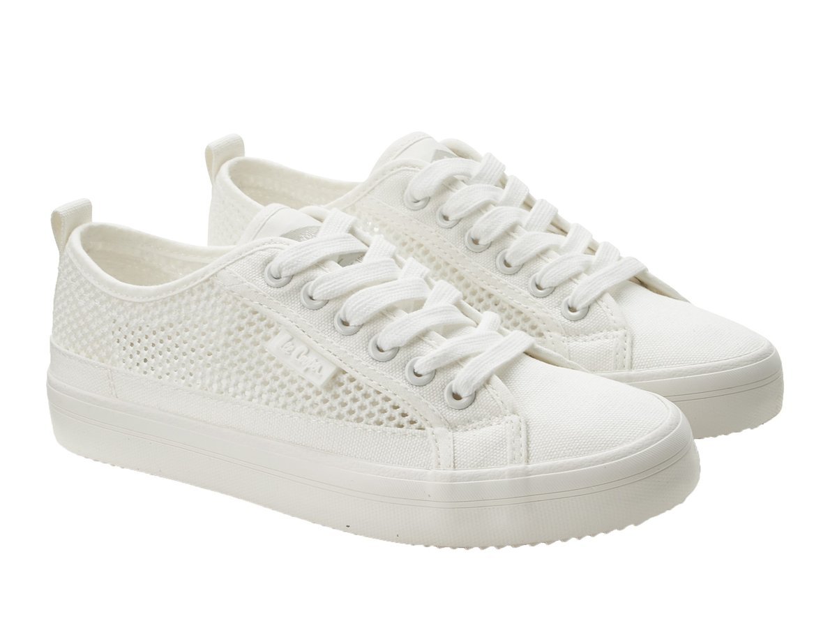 Trampki damskie Lee Cooper 4066L tenisówki sznurowane ażurowe całe białe-37