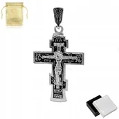 Wisiorki - Srebrny Krzyż Prawosławny Z Jezusem Chrystusem 925 - miniaturka - grafika 1
