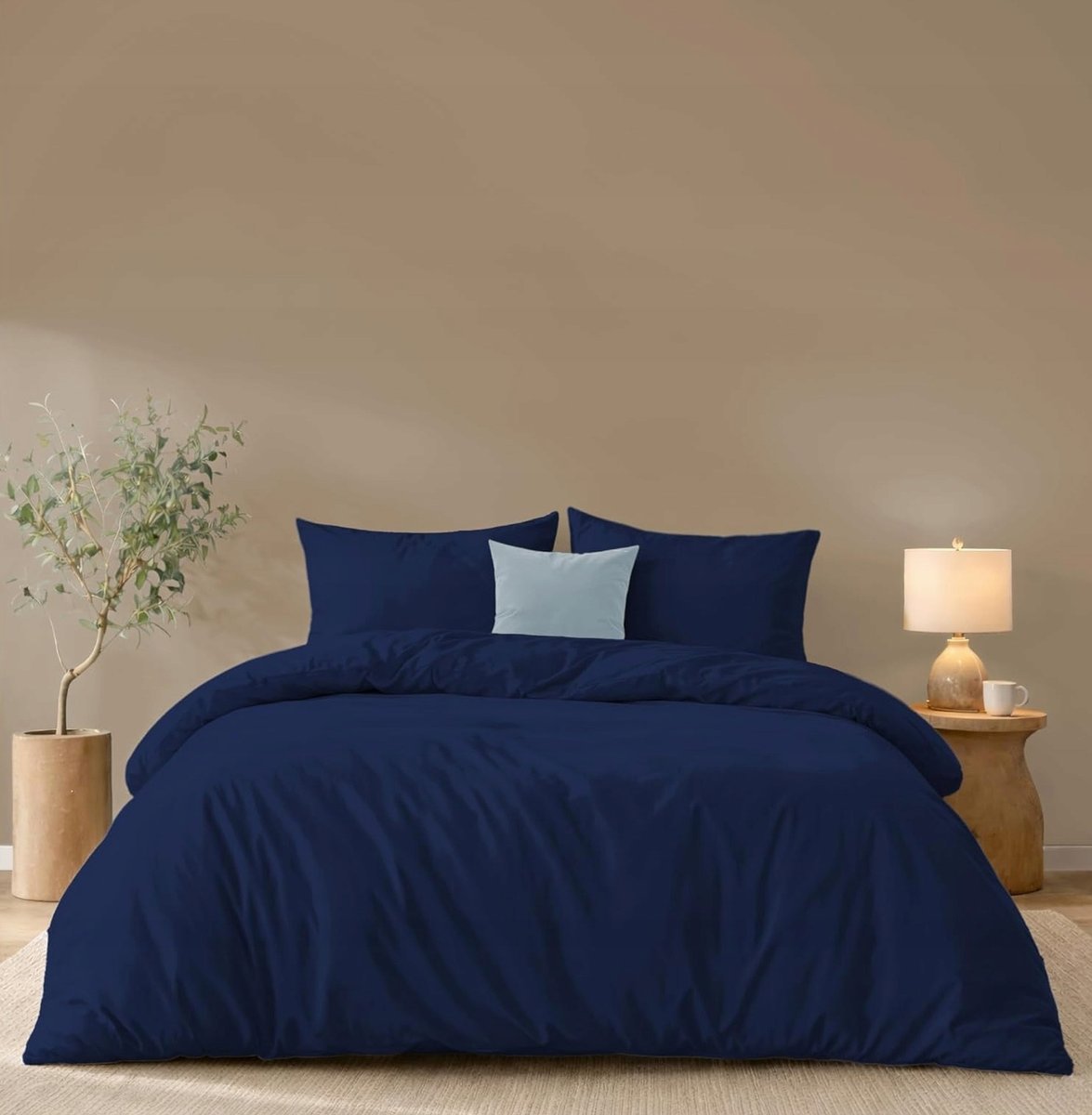 POŚCIELI KOMPLET 240X220CM 2 POSZEWKI 50X80CM GRANATOWY MIKROFIBRA