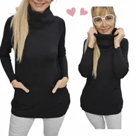 Swetry damskie - SWETER DAMSKI GOLF na co dzień jak jedwab kieszonki tunika 40 42 L XL - miniaturka - grafika 1