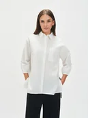Koszule damskie - Biała koszula z dłuższym tyłem - miniaturka - grafika 1