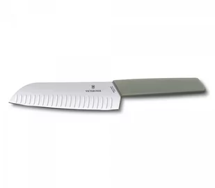 Victorinox Nóż Santoku ostrze ryflowane 17 cm oliwkowy 6.9056.17K6B - Noże kuchenne - miniaturka - grafika 1