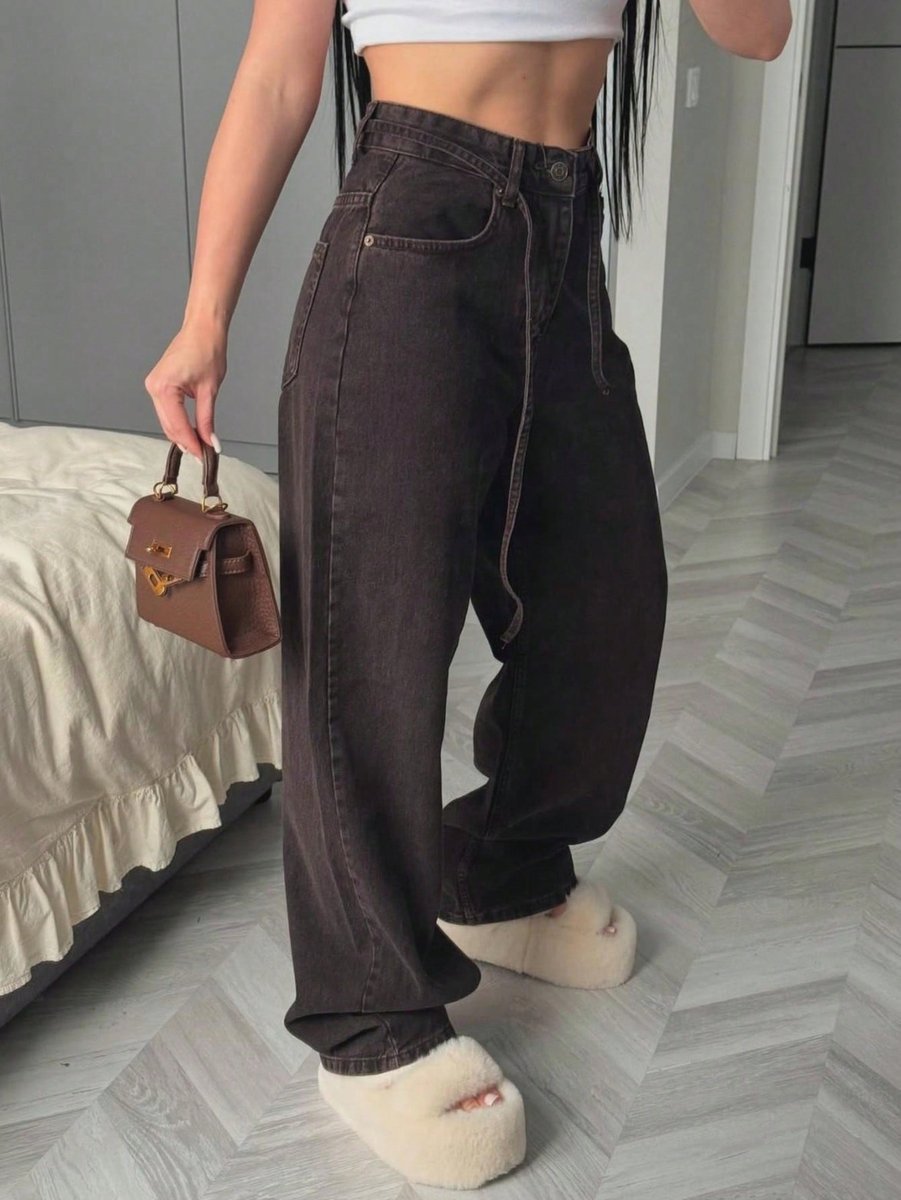 SHEIN BAGGY SPODNIE CASUAL WYSOKI STAN BAWEŁNA 40 11MA