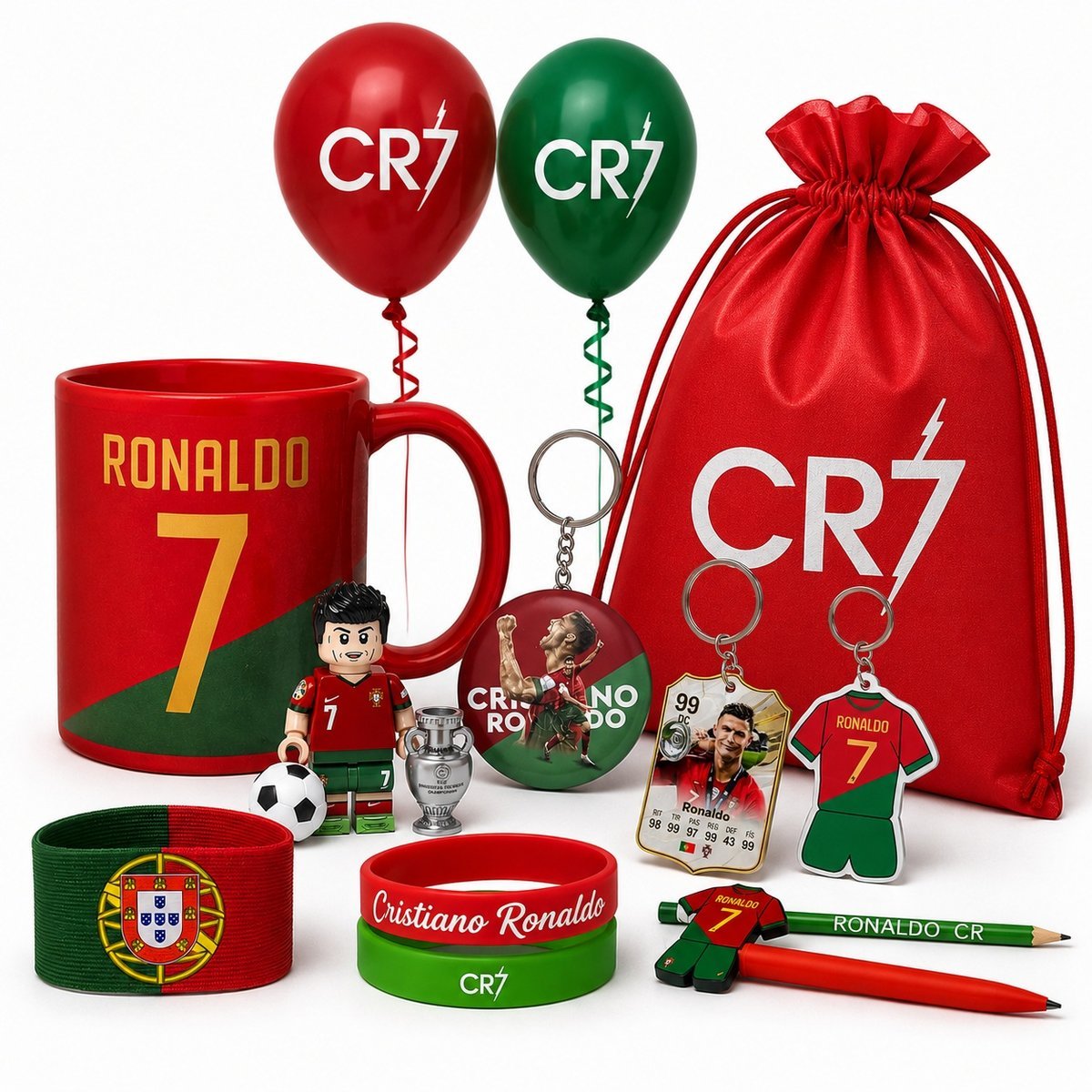 DUŻY ZESTAW CRISTIANO RONALDO XXL PREZENTOWY 20 EL. BRELOK KOSZULKA KUBEK