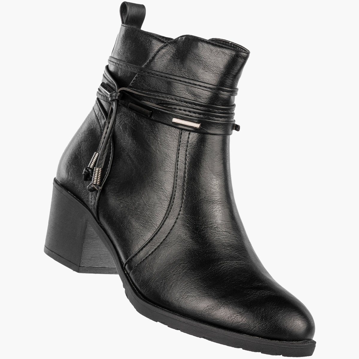 Botki Damskie Buty Eleganckie Ekoskóra Ocieplane Na Zimę Czarne Jezzi ASA128-37 Czarny 40