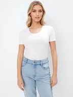 Koszulki i topy damskie - Mohito - T-shirt z wiskozą - biały - miniaturka - grafika 1