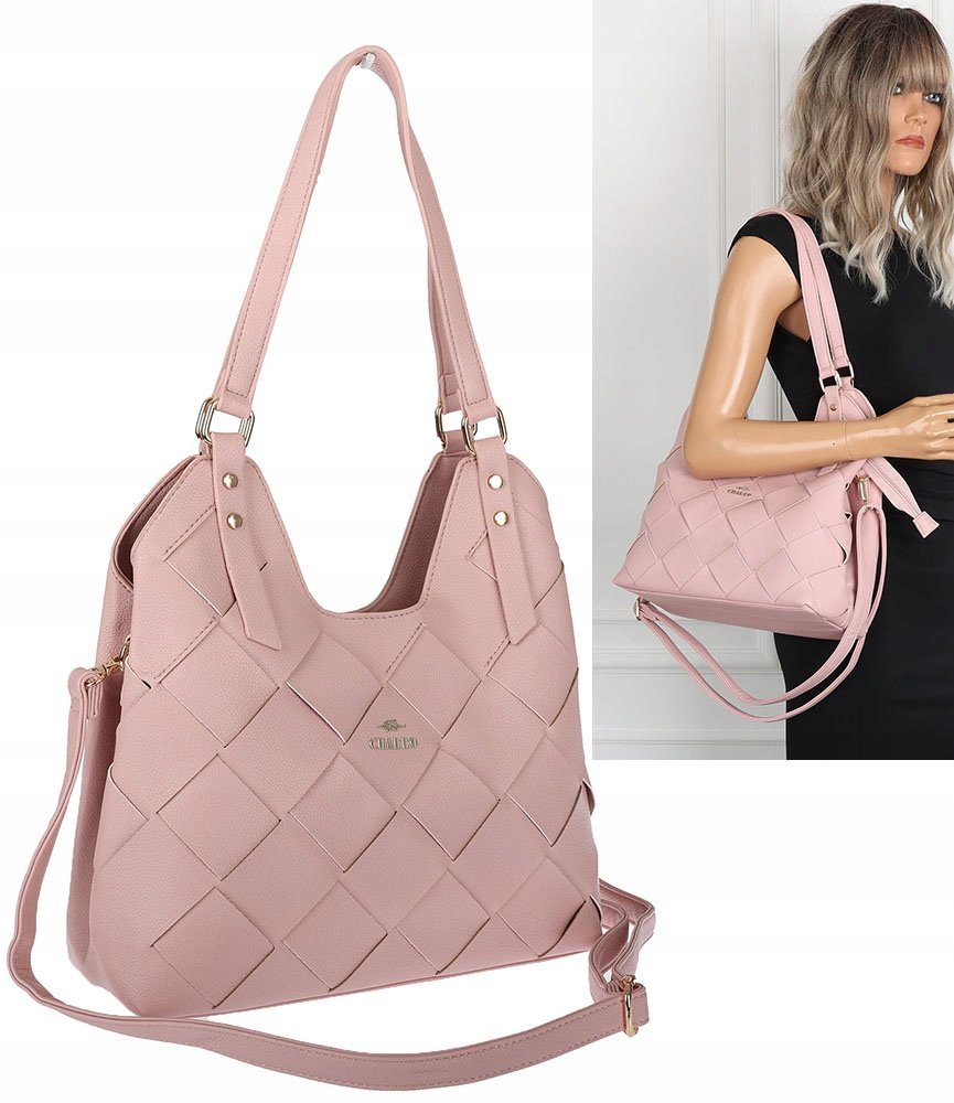 Torebka Damska shopper worek włoska marka CHARRO pojemna CH3357 różowa