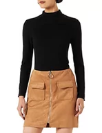 Spódnice - NEON COCO damska sztuczna zamszowa przednia mini spódnica z zamkiem błyskawicznym - miniaturka - grafika 1