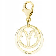 Bransoletki - Złota Zawieszka ze Znakiem Zodiaku Aries Znak Zodiaku Baran SREBRO 925 - miniaturka - grafika 1