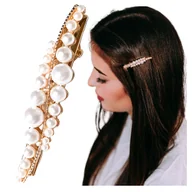 Ozdoby do włosów - Spinka do Włosów Złota Biała Mała z Perłami Wsuwka Ślub Lekka i Wygodna - miniaturka - grafika 1