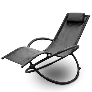 Czarny Relaksacyjny Leżak Fotel Ogrodowy Bujany - Leżaki ogrodowe - miniaturka - grafika 1
