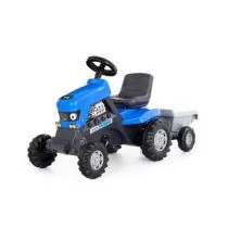 Polesie 84637 Traktor - jeździk na pedały Turbo z naczepą niebieski jeździdełko auto pojazd - Jeździki dla dzieci - miniaturka - grafika 1