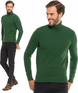 Swetry męskie - Elegancki Golf Męski Sweter Pod Szyję Klasyczny Zielony Bawełniany MORAJ S - miniaturka - grafika 1