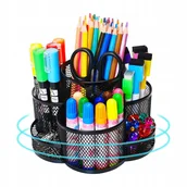 Przyborniki na biurko - Obrotowy przybornik na długopisy i akcesoria, metalowy organizer na biurko - miniaturka - grafika 1