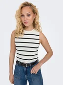 Koszulki i topy damskie - ONLY Top dzianinowy w kolorze kremowo-czarnym - miniaturka - grafika 1