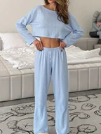 Komplety damskie - Komplet damski w styl oversize - Niebieski S - miniaturka - grafika 1
