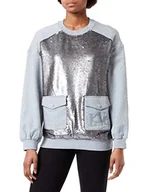 Bluzy damskie - Love Moschino Damska bluza z cekinami, Melange Light Gray, 40 - miniaturka - grafika 1